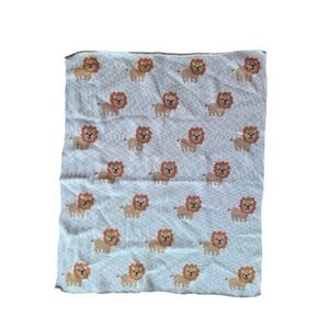 Baby Crib Blanket Lion Safari Nursery Decor Beige Orange Yellow 39"x32" Boho